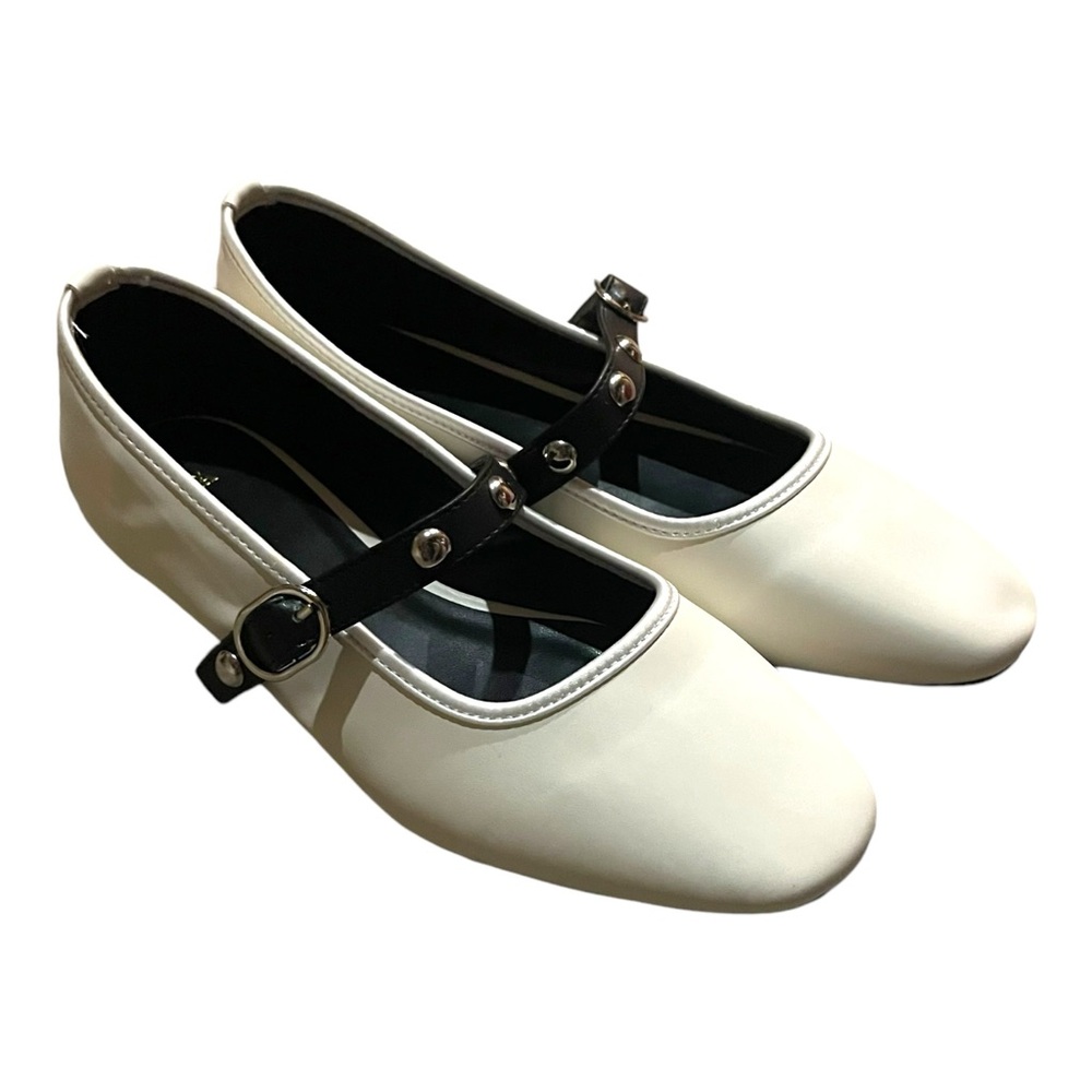Women Shoes Ballet Flats Round Toe Slip On Leather Size 9 White soft - Picture 4 of 5